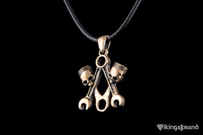 Vikings Skull with Forcers Pendant Bronze Biker Jewelry