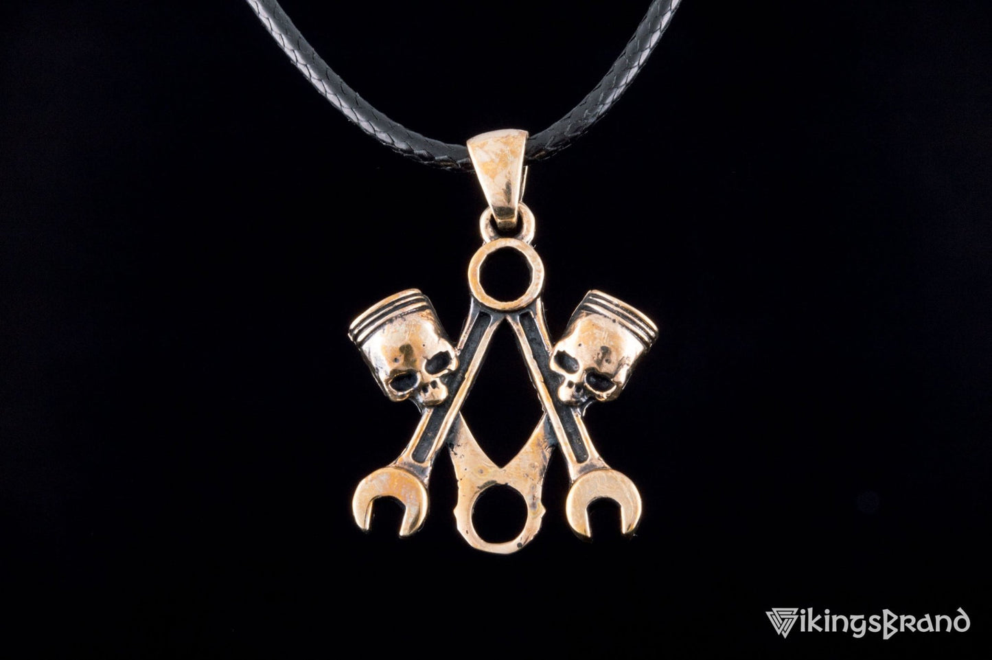 Vikings Skull with Forcers Pendant Bronze Biker Jewelry