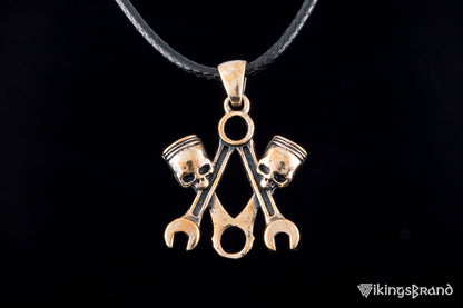 Vikings Skull with Forcers Pendant Bronze Biker Jewelry