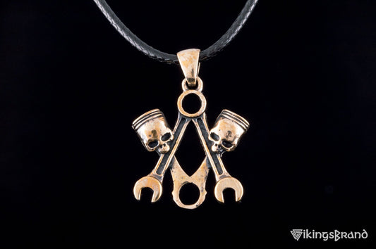 Vikings Skull with Forcers Pendant Bronze Biker Jewelry