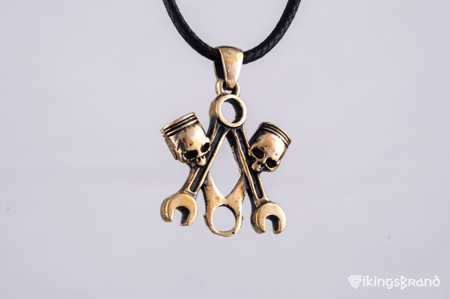 Vikings Skull with Forcers Pendant Bronze Biker Jewelry
