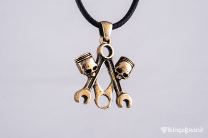Vikings Skull with Forcers Pendant Bronze Biker Jewelry