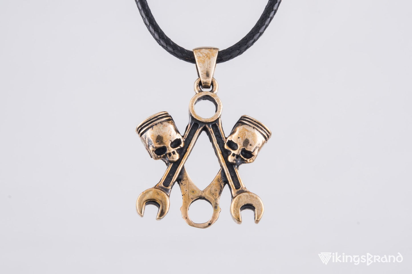 Vikings Skull with Forcers Pendant Bronze Biker Jewelry