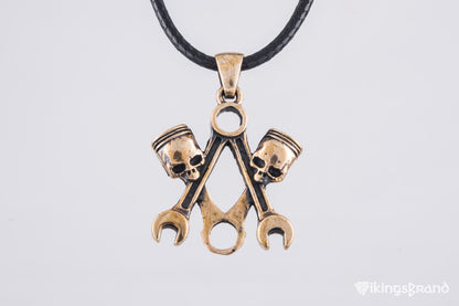 Vikings Skull with Forcers Pendant Bronze Biker Jewelry
