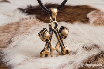 Vikings Skull with Forcers Pendant Bronze Biker Jewelry