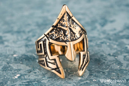 Vikings Spartan Helmet Ring Bronze Unique Handmade Jewelry