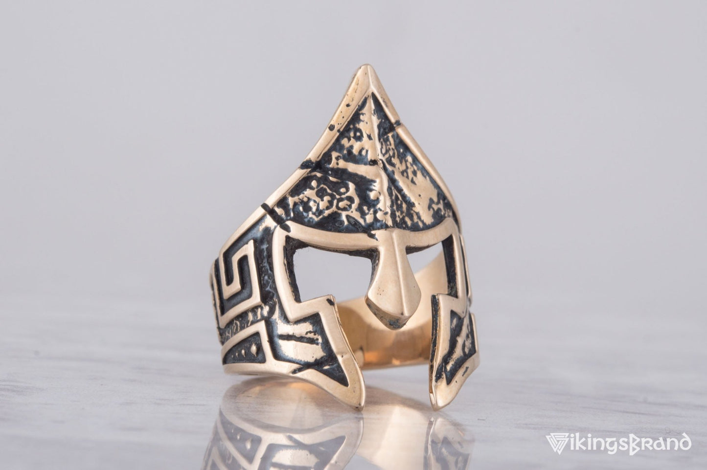 Vikings Spartan Helmet Ring Bronze Unique Handmade Jewelry