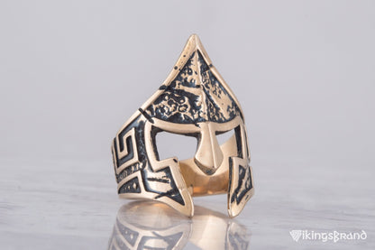 Vikings Spartan Helmet Ring Bronze Unique Handmade Jewelry