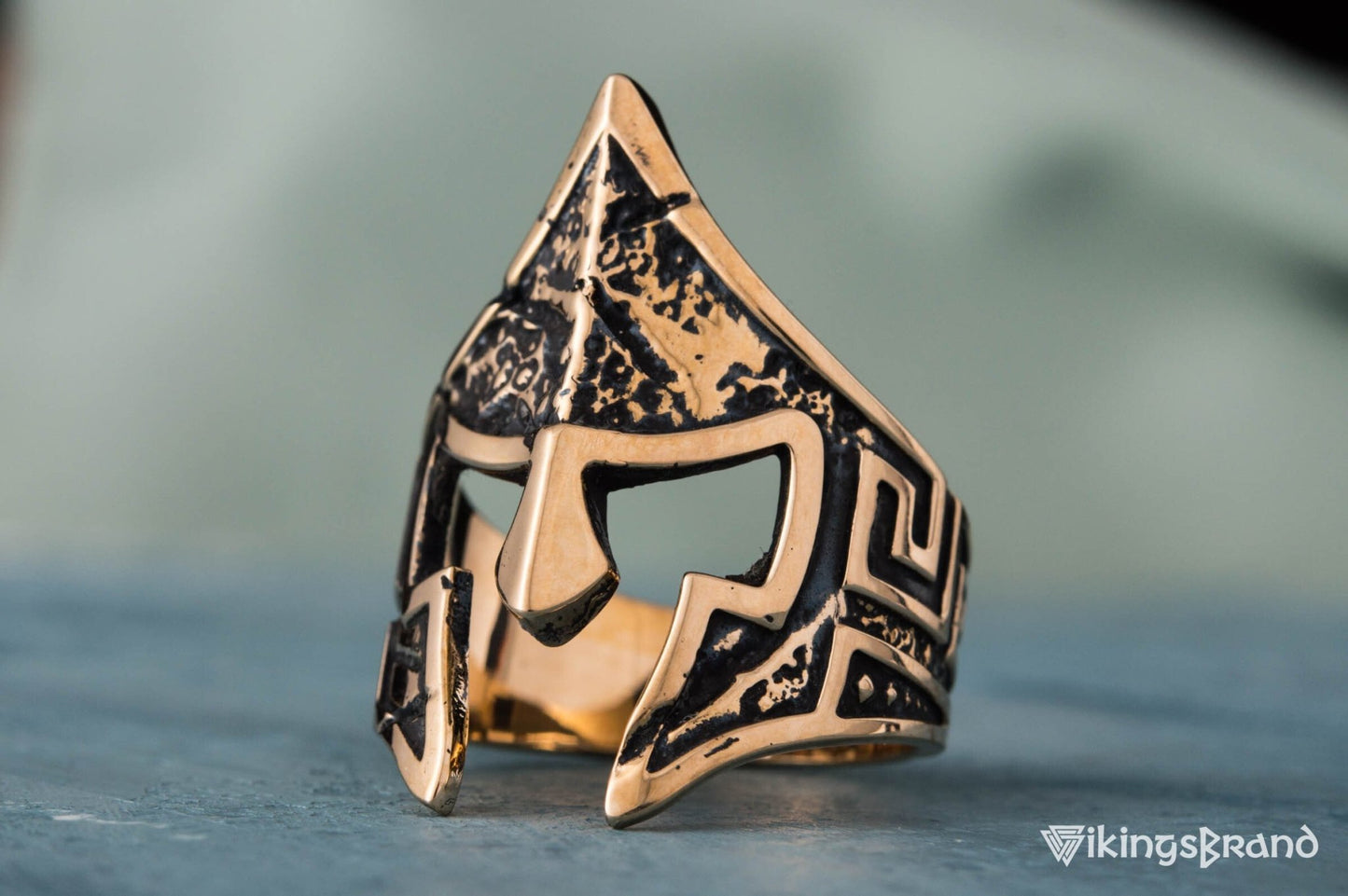 Vikings Spartan Helmet Ring Bronze Unique Handmade Jewelry