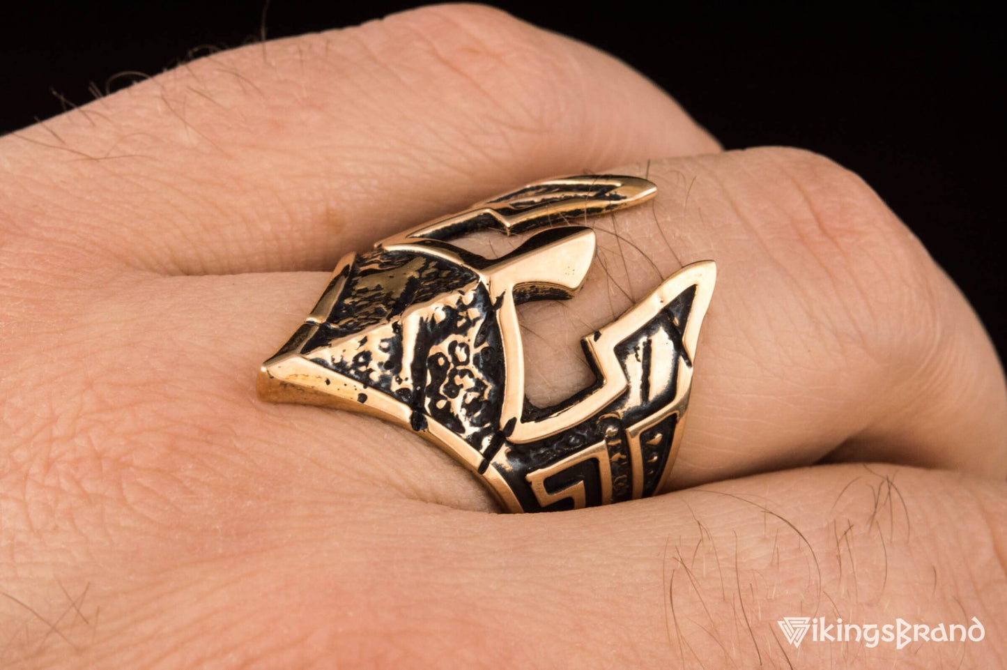 Vikings Spartan Helmet Ring Bronze Unique Handmade Jewelry
