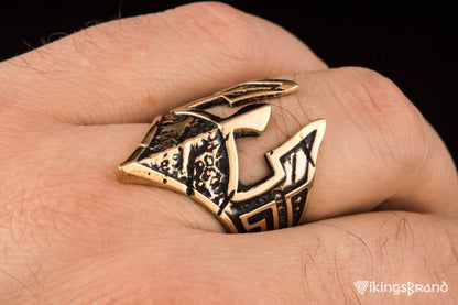 Vikings Spartan Helmet Ring Bronze Unique Handmade Jewelry