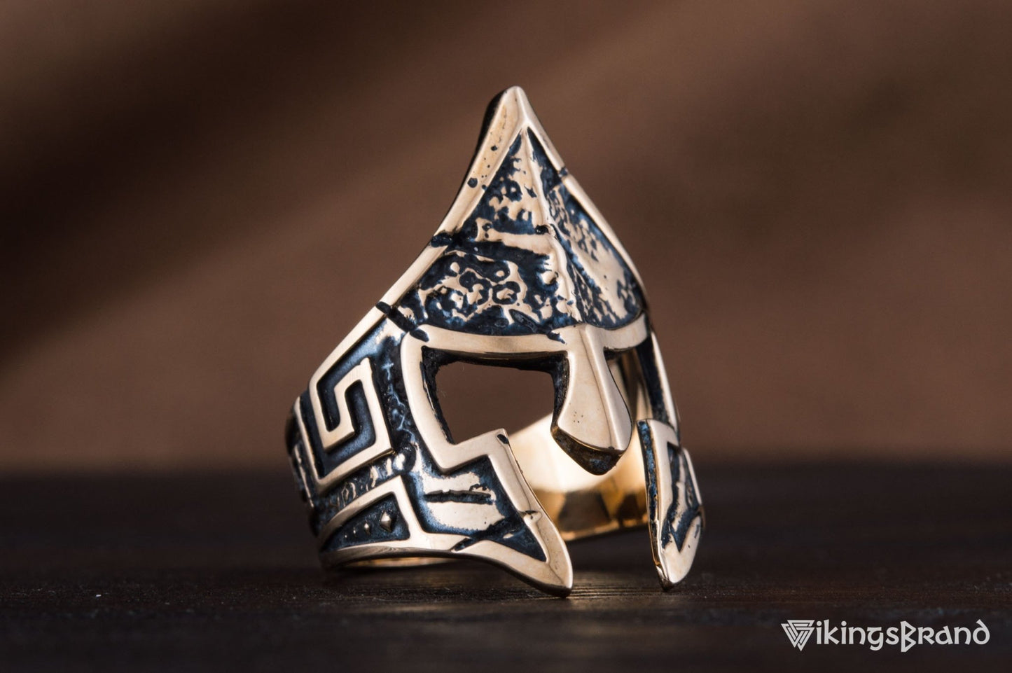 Vikings Spartan Helmet Ring Bronze Unique Handmade Jewelry