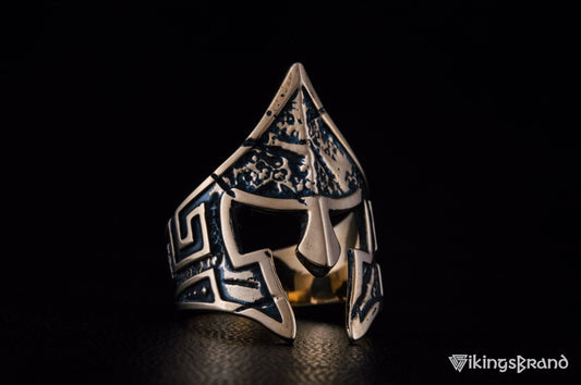 Vikings Spartan Helmet Ring Bronze Unique Handmade Jewelry