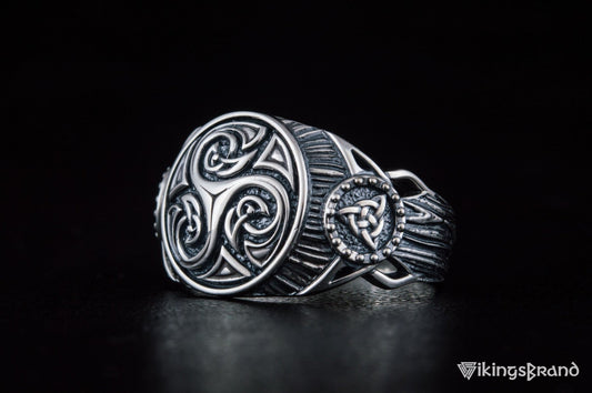 Vikings Triskelion Symbol Ring Sterling Silver Handmade Viking Jewelry