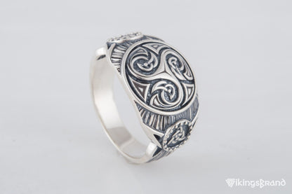 Vikings Triskelion Symbol Ring Sterling Silver Handmade Viking Jewelry