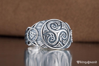 Vikings Triskelion Symbol Ring Sterling Silver Handmade Viking Jewelry