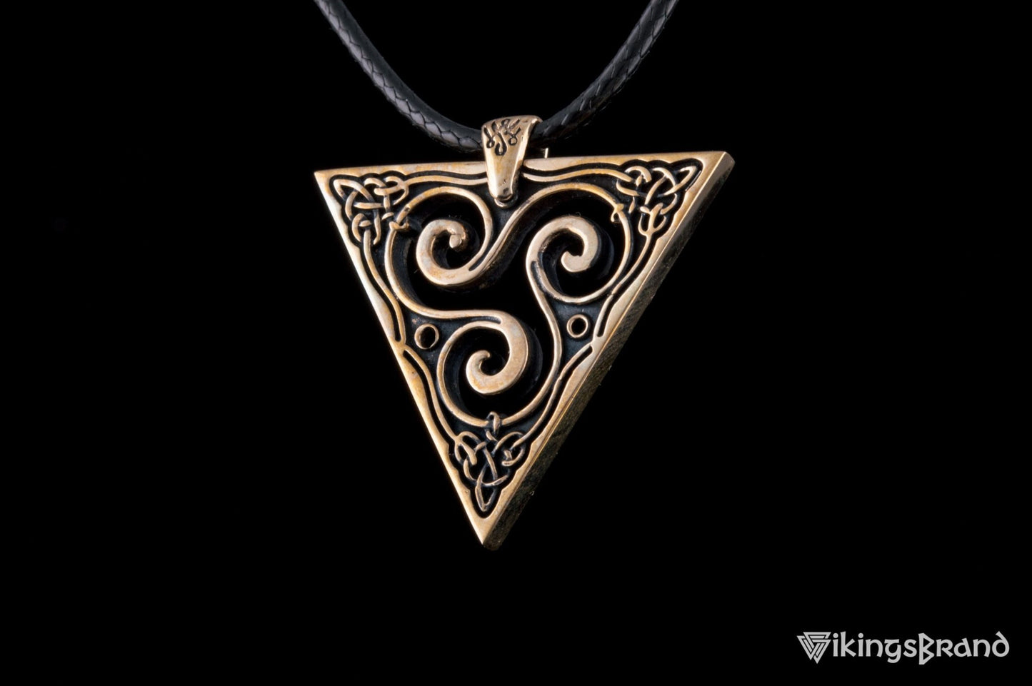 Vikings Unique Pendant with Triskel Spiral Bronze Celtic Jewelry