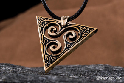 Vikings Unique Pendant with Triskel Spiral Bronze Celtic Jewelry