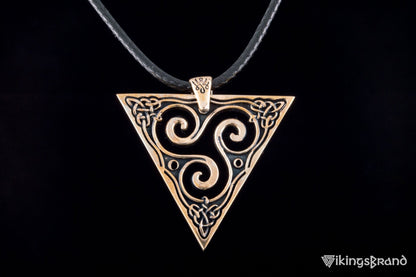 Vikings Unique Pendant with Triskel Spiral Bronze Celtic Jewelry