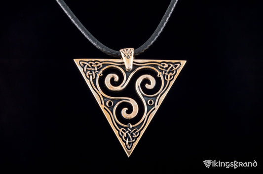 Vikings Unique Pendant with Triskel Spiral Bronze Celtic Jewelry