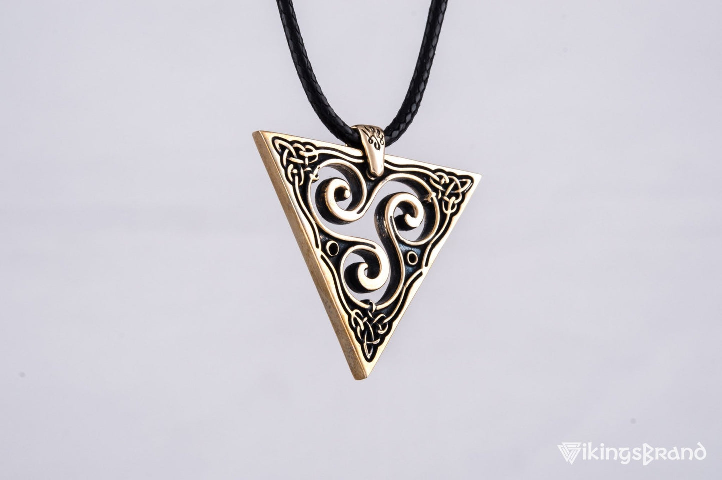 Vikings Unique Pendant with Triskel Spiral Bronze Celtic Jewelry