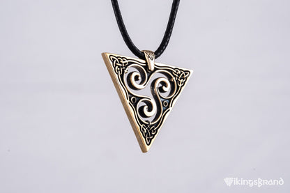 Vikings Unique Pendant with Triskel Spiral Bronze Celtic Jewelry