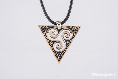 Vikings Unique Pendant with Triskel Spiral Bronze Celtic Jewelry