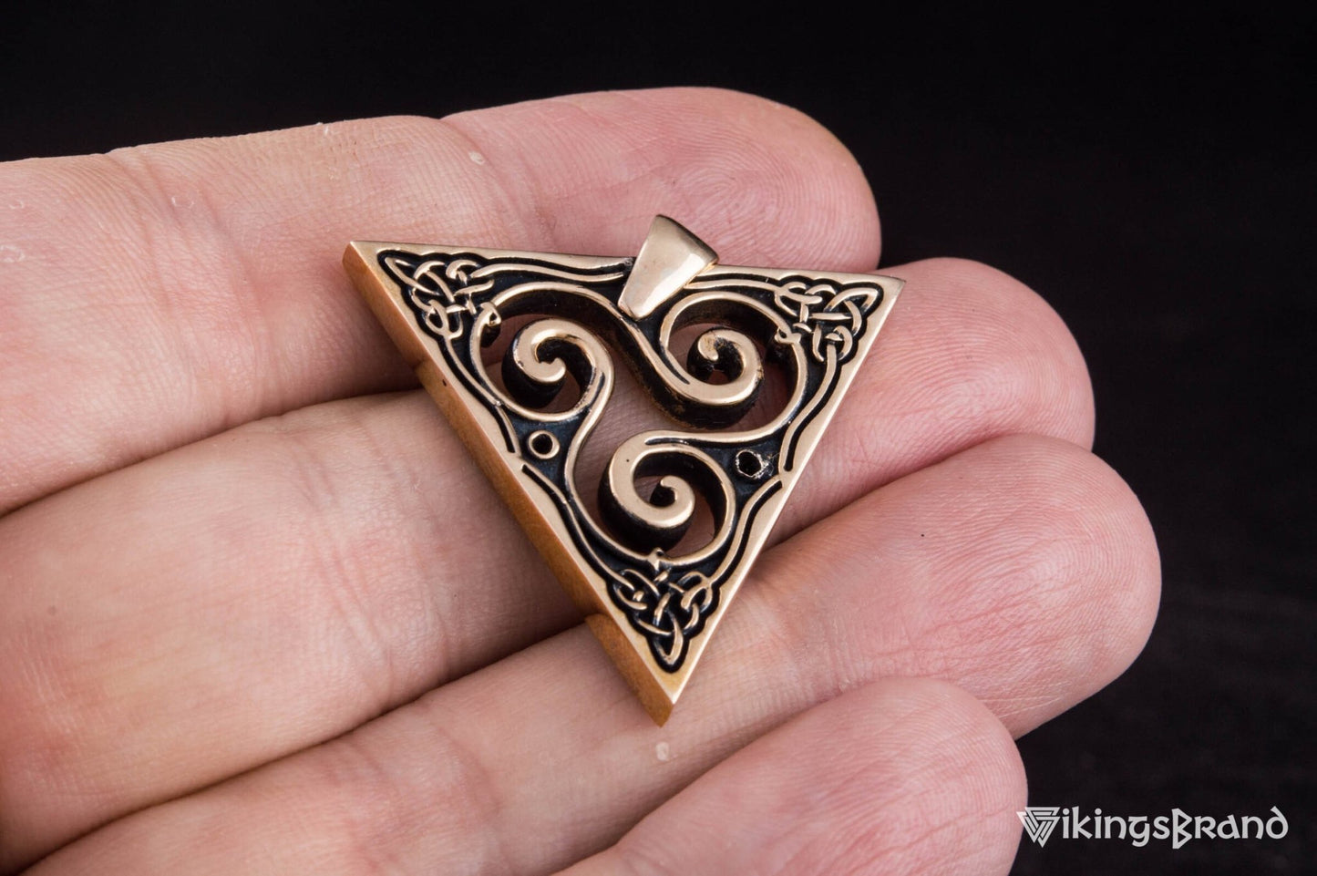 Vikings Unique Pendant with Triskel Spiral Bronze Celtic Jewelry