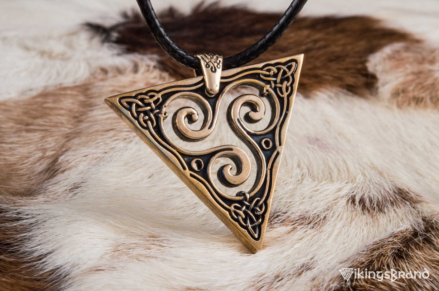 Vikings Unique Pendant with Triskel Spiral Bronze Celtic Jewelry