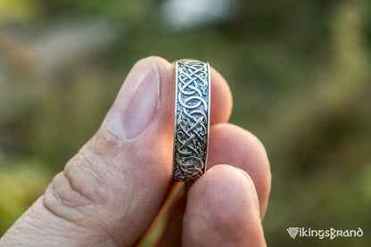 Vikings Urnes Ornament Ring Sterling Silver Handcrafted Jewelry