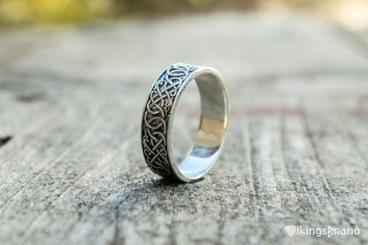 Vikings Urnes Ornament Ring Sterling Silver Handcrafted Jewelry