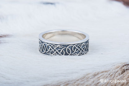 Vikings Urnes Ornament Ring Sterling Silver Handcrafted Jewelry