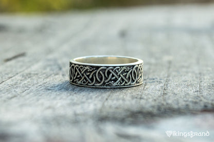 Vikings Urnes Ornament Ring Sterling Silver Handcrafted Jewelry
