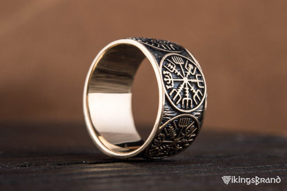 Vikings Vegvisir Runic Compass Bronze Norse Ring