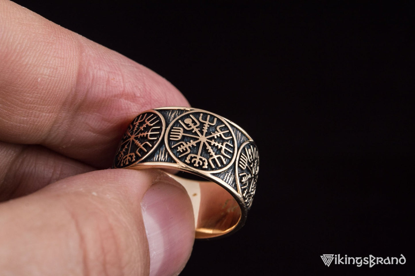 Vikings Vegvisir Runic Compass Bronze Norse Ring