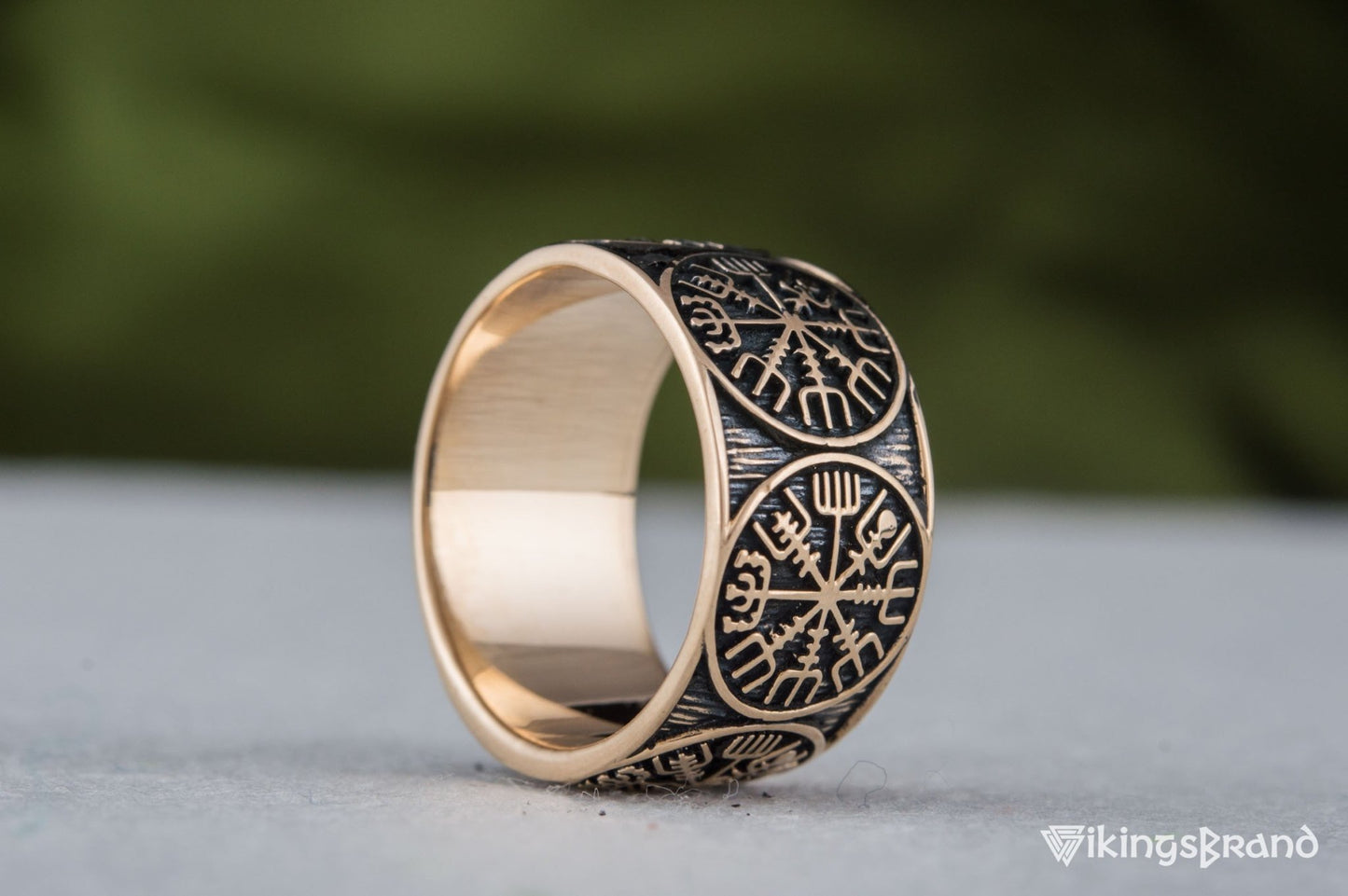 Vikings Vegvisir Runic Compass Bronze Norse Ring
