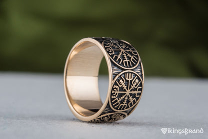 Vikings Vegvisir Runic Compass Bronze Norse Ring