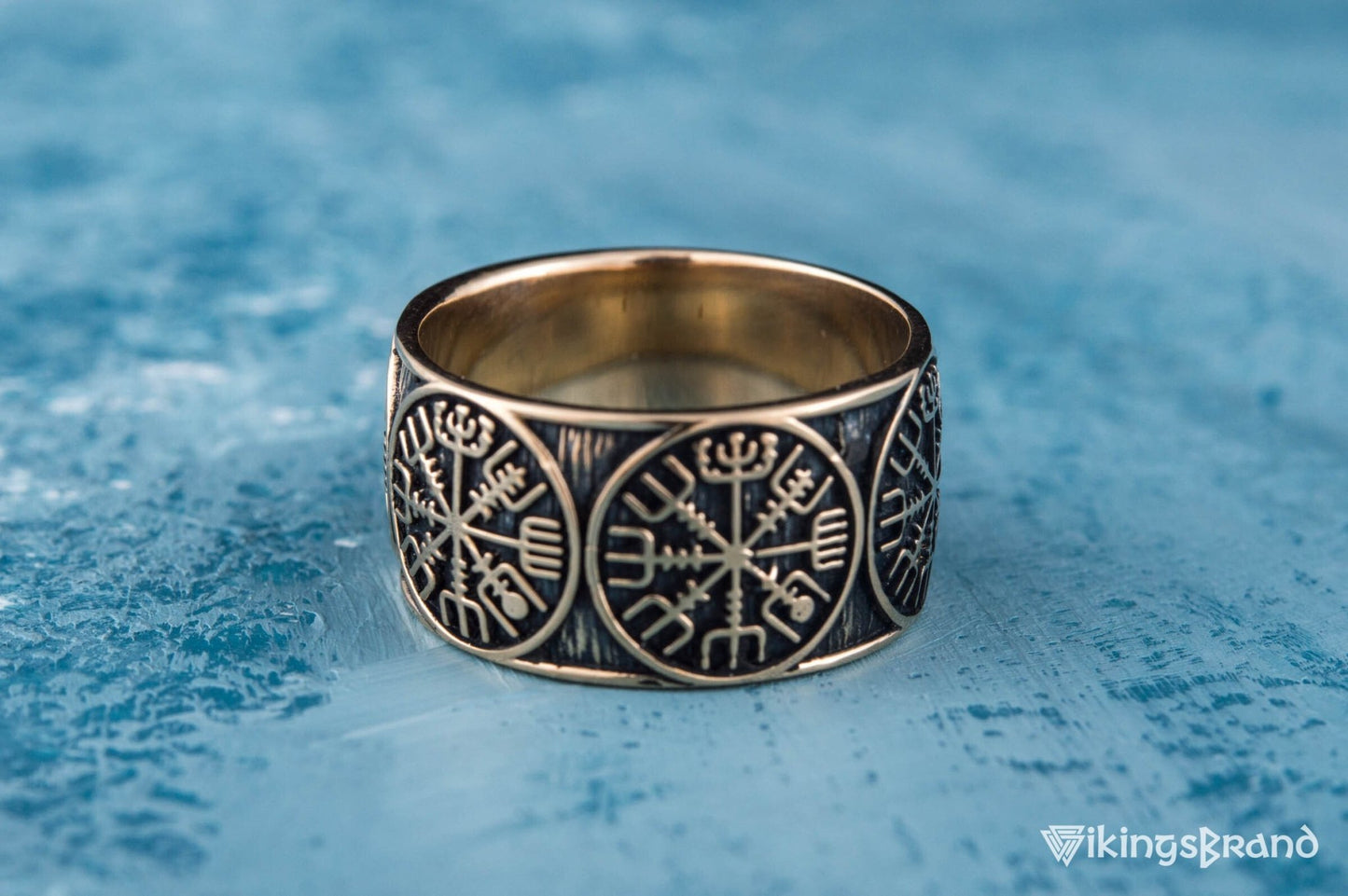 Vikings Vegvisir Runic Compass Bronze Norse Ring