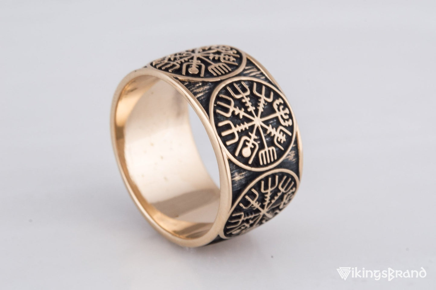 Vikings Vegvisir Runic Compass Bronze Norse Ring