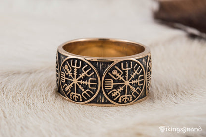 Vikings Vegvisir Runic Compass Bronze Norse Ring