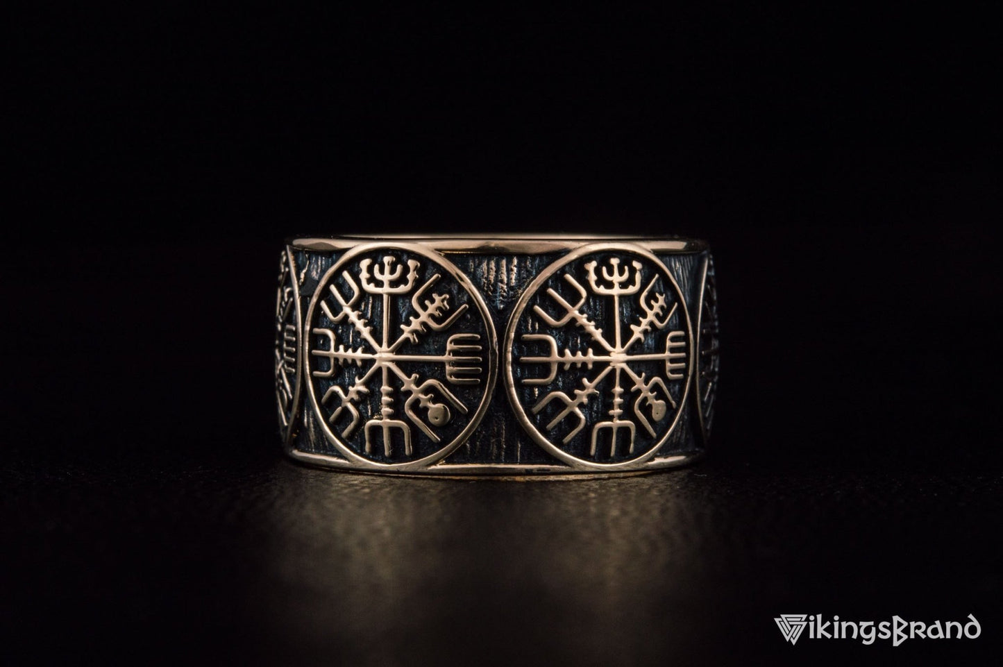 Vikings Vegvisir Runic Compass Bronze Norse Ring