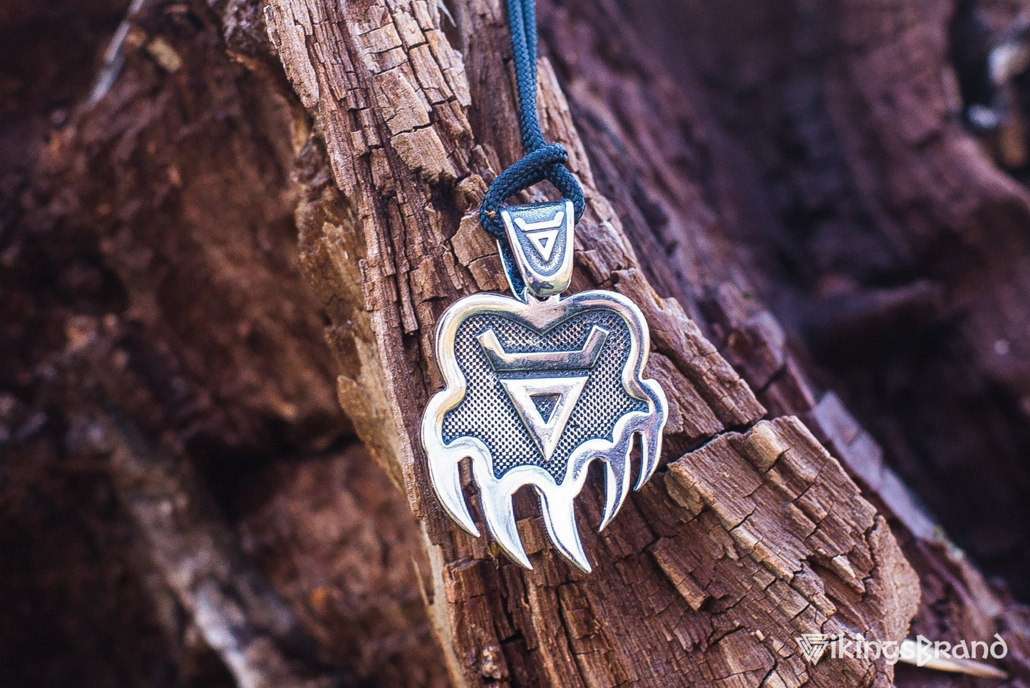 Vikings Veles Print Sterling Silver Pendant Pagan Amulet