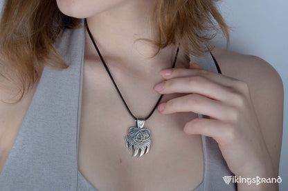 Vikings Veles Print Sterling Silver Pendant Pagan Amulet
