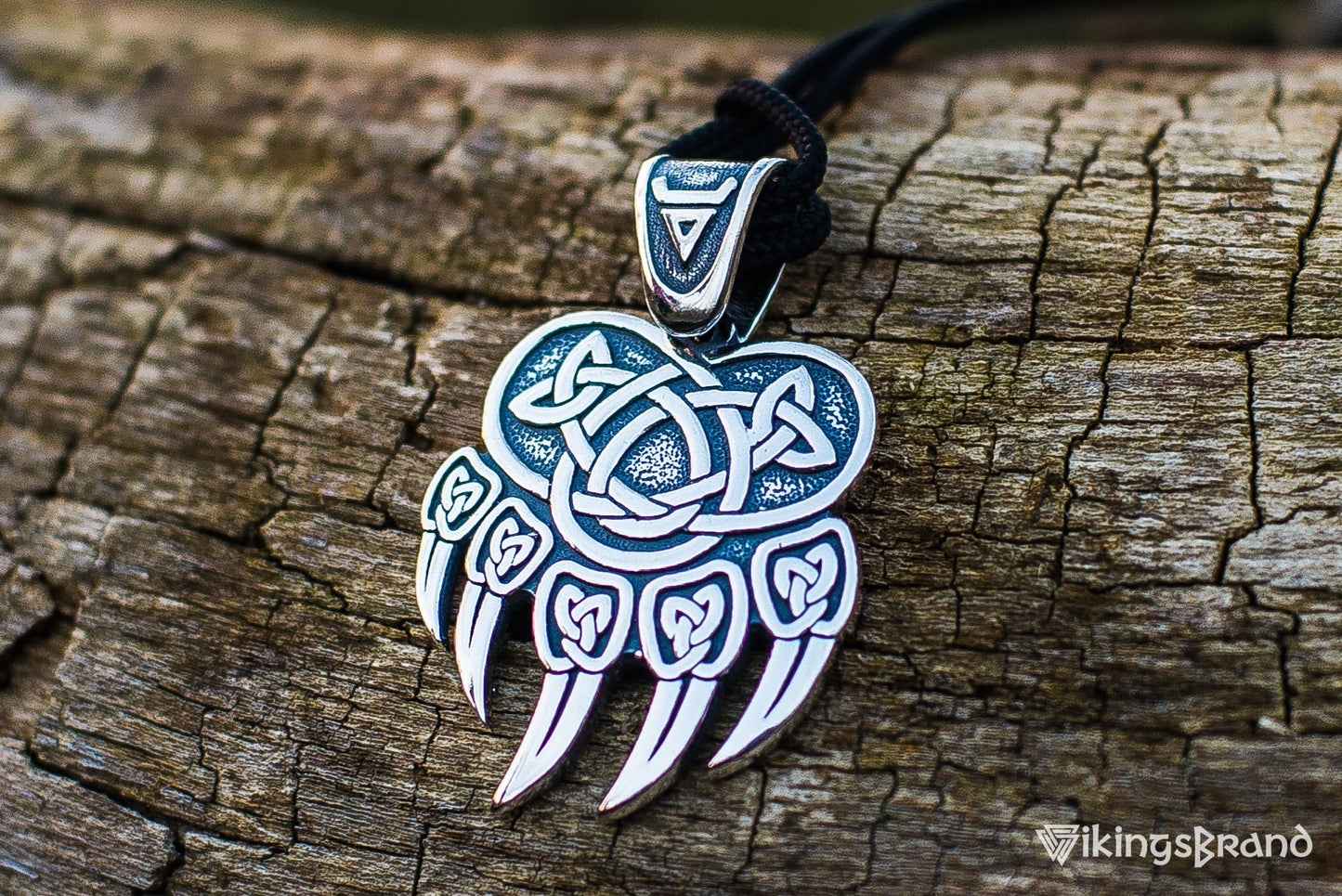 Vikings Veles Print Sterling Silver Pendant Pagan Amulet