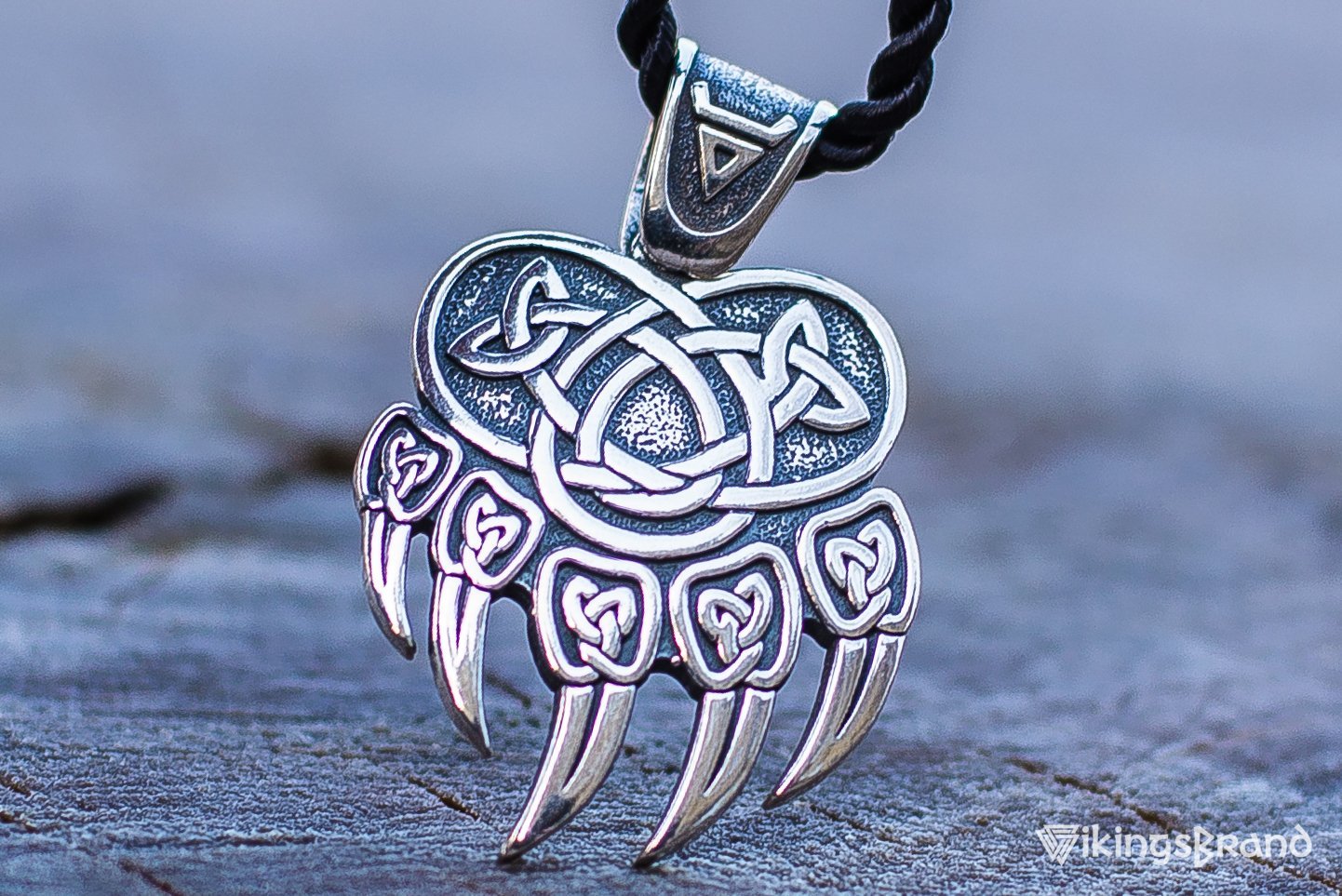 Vikings Veles Print Sterling Silver Pendant Pagan Amulet