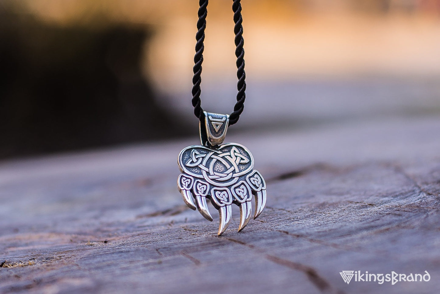 Vikings Veles Print Sterling Silver Pendant Pagan Amulet