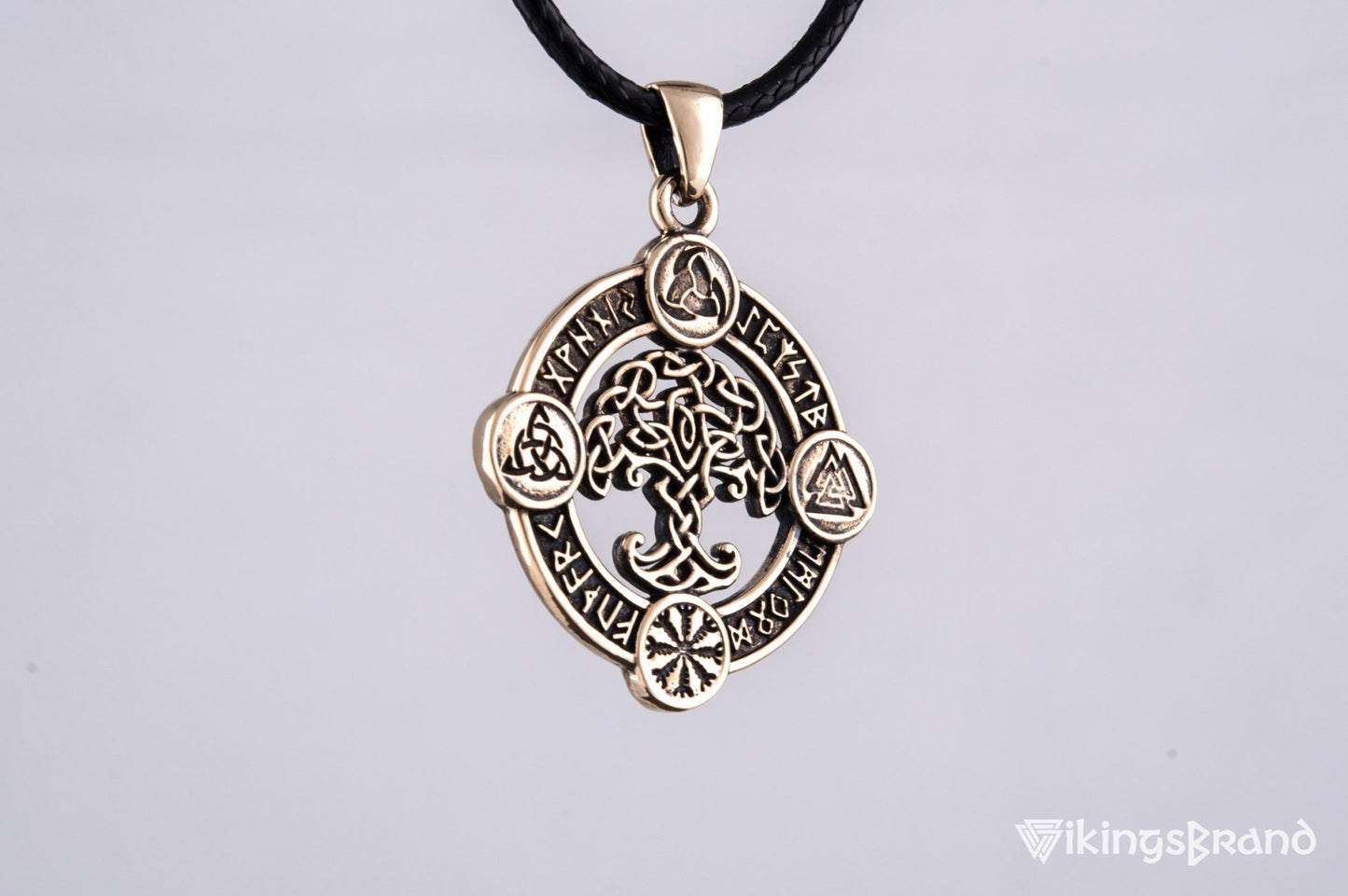 Vikings Yggdrasil Pendant with Norse Symbols Bronze Viking Jewelry
