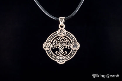 Vikings Yggdrasil Pendant with Norse Symbols Bronze Viking Jewelry