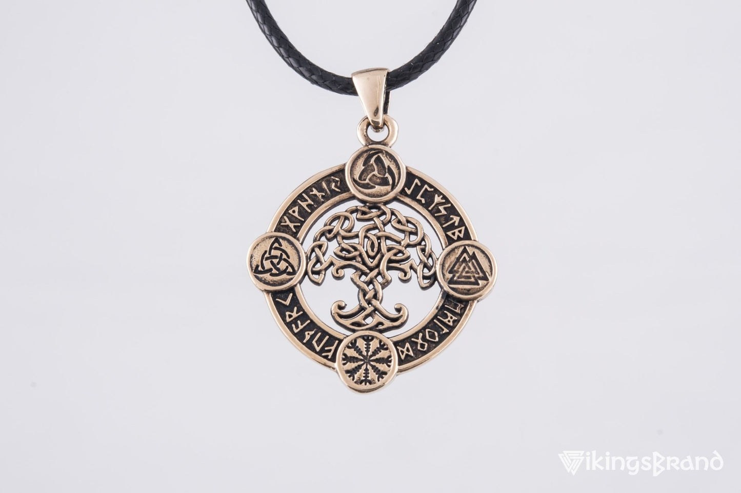 Vikings Yggdrasil Pendant with Norse Symbols Bronze Viking Jewelry