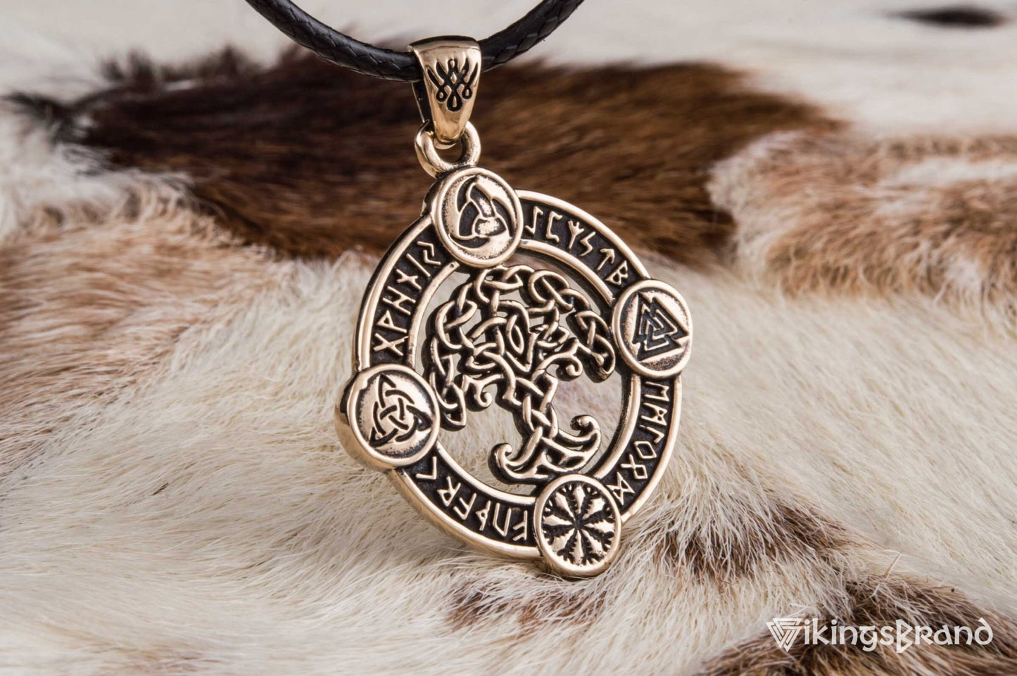 Vikings Yggdrasil Pendant with Norse Symbols Bronze Viking Jewelry